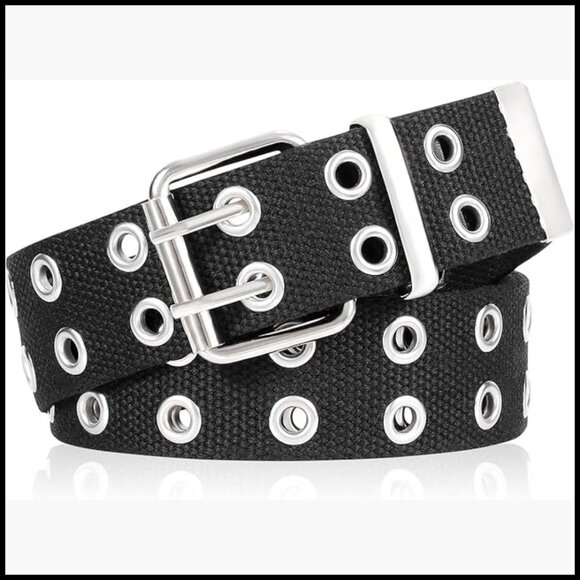 Double Grommet Canvas Nylon Web Belt with Buckle Closure main image 4